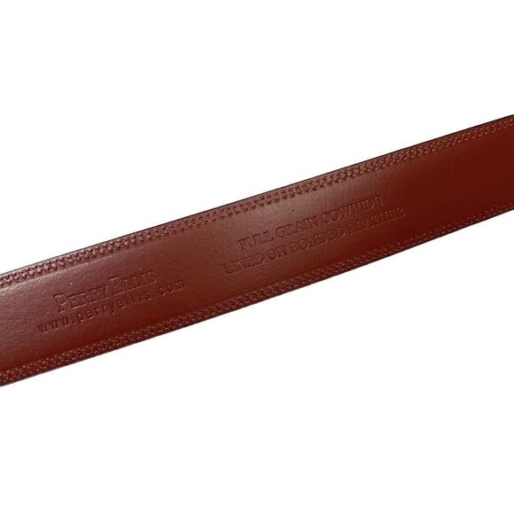Perry Ellis NWT Black Leather Belt Silver Tone Buckle Size 38 - Picture 5 of 7